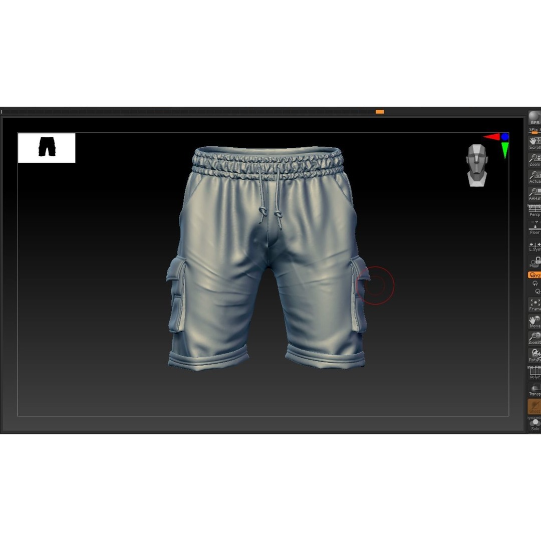 Men's Low-Poly Shorts 3D Model – PBR Textured Game Asset, FBX - View 8