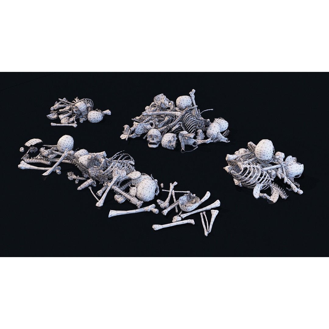 Human Bones Pile 3D Model – Low Poly PBR Asset, FBX & OBJ Formats