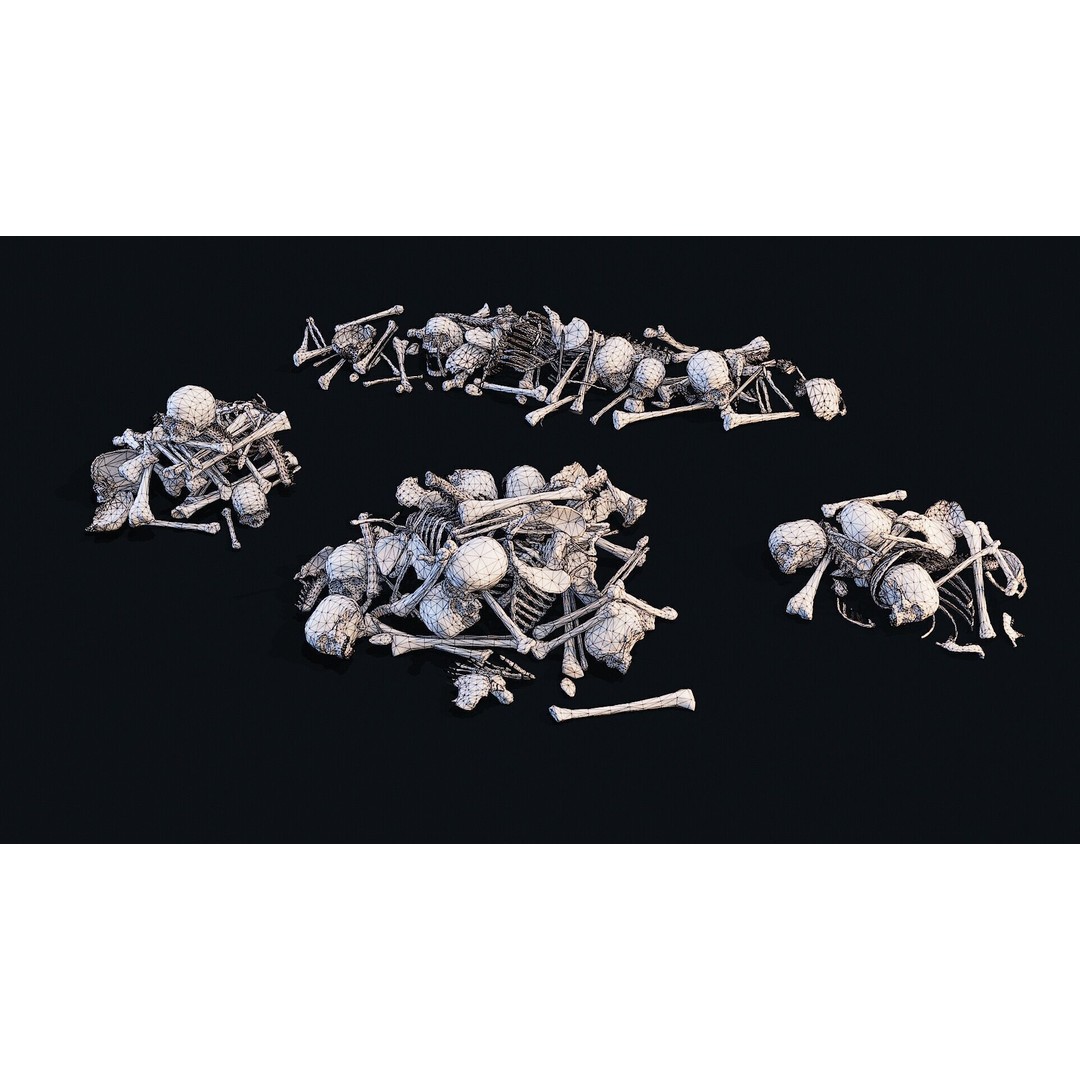Human Bones Pile 3D Model – Low Poly PBR Asset, FBX & OBJ Formats - View 9