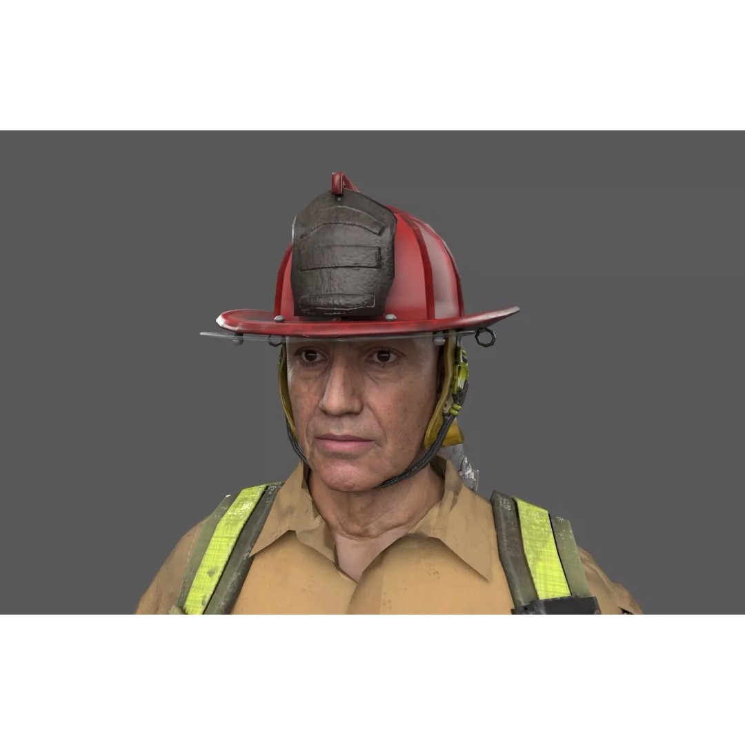 Fireman 3D Model – Realistic Rigged Character with PBR Textures, FBX, OBJ - View 2