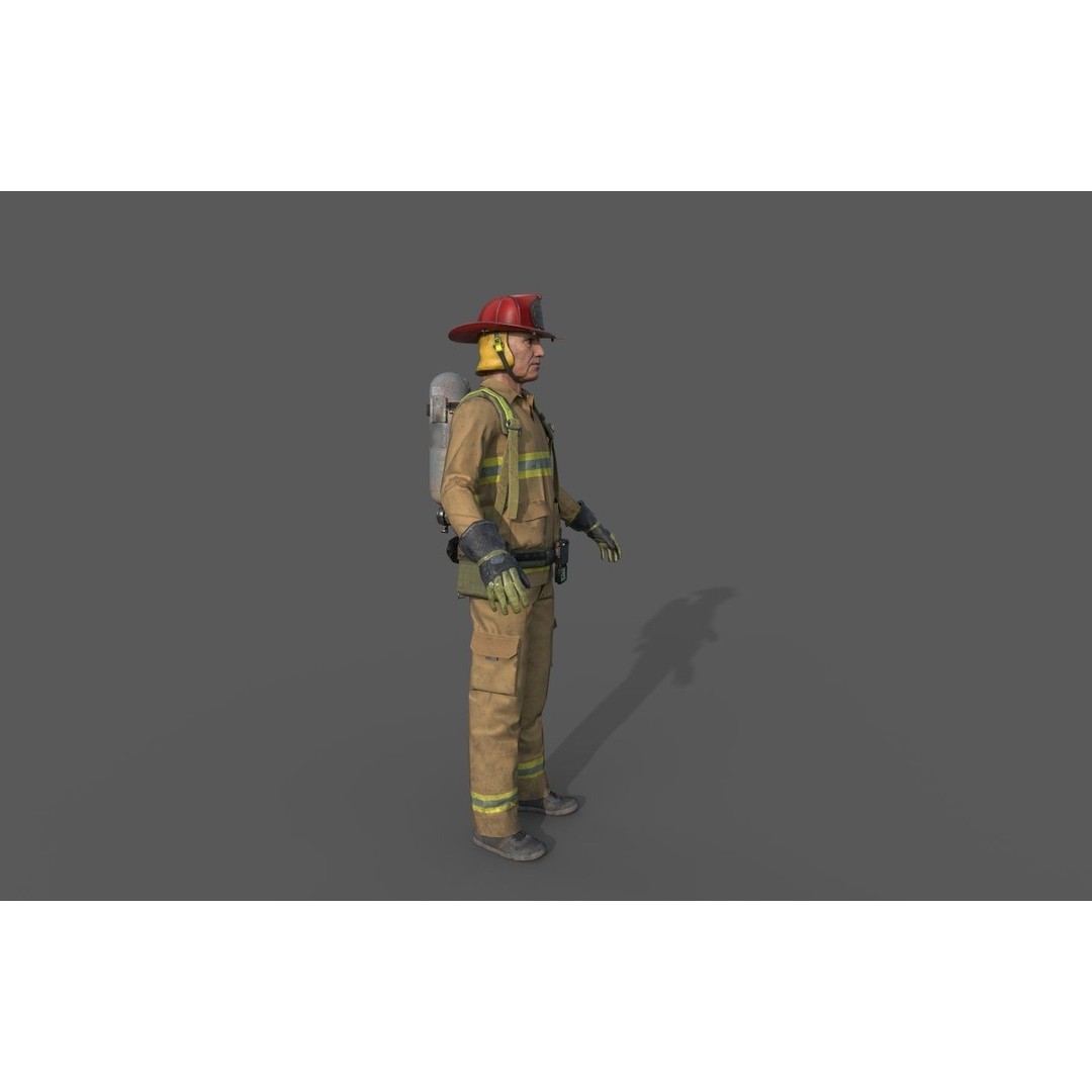 Fireman 3D Model – Realistic Rigged Character with PBR Textures, FBX, OBJ - View 4