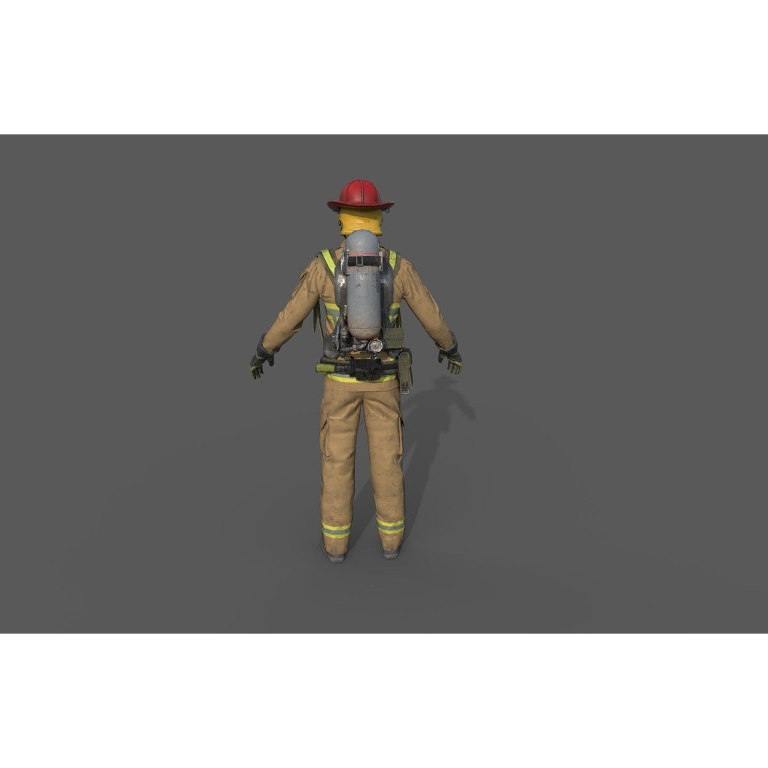 Fireman 3D Model – Realistic Rigged Character with PBR Textures, FBX, OBJ - View 5