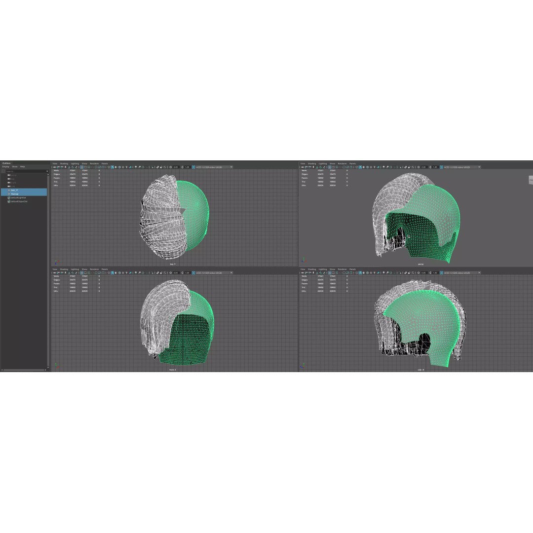 Asymmetrical Undercut Hair 3D Model – Game-Ready Low Poly Asset, FBX, OBJ - View 11