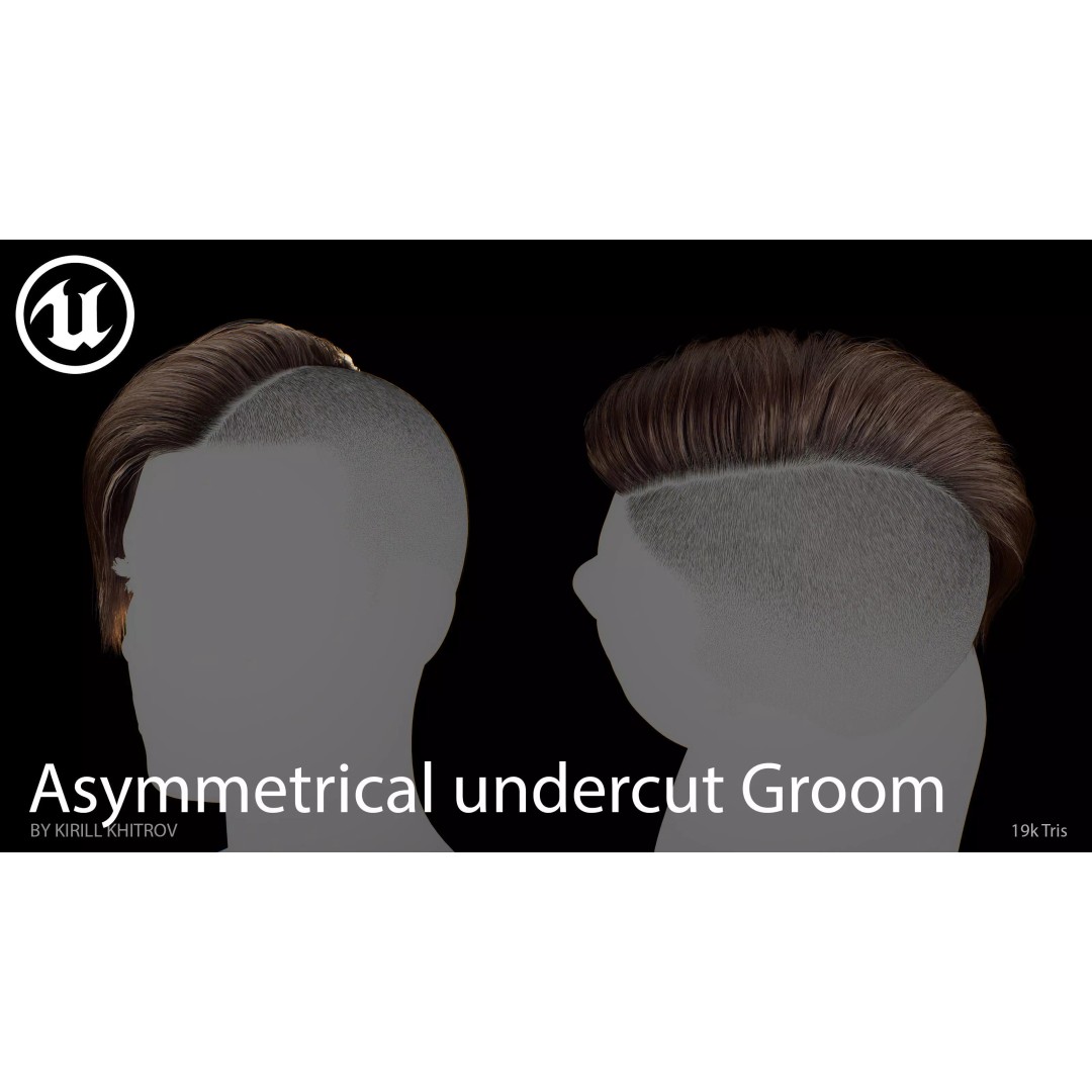 Asymmetrical Undercut Hair 3D Model – Game-Ready Low Poly Asset, FBX, OBJ - View 8