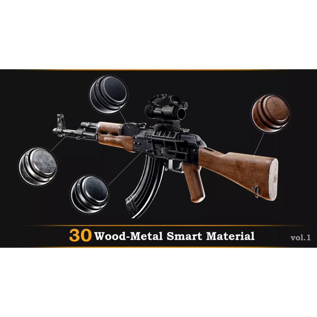 30 Wood-Metal 3D Model – High-Quality Smart Materials Package, SPSM - View 2
