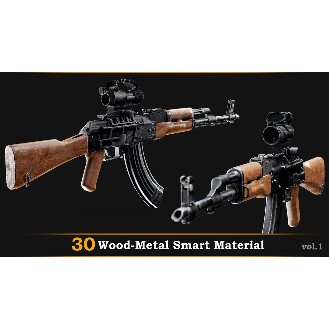 30 Wood-Metal 3D Model – High-Quality Smart Materials Package, SPSM - View 3