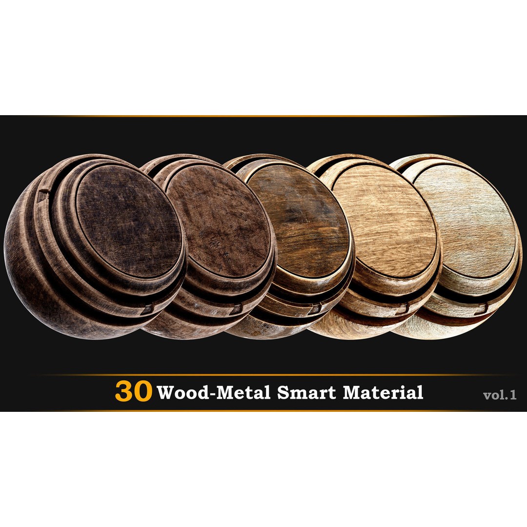 30 Wood-Metal 3D Model – High-Quality Smart Materials Package, SPSM - View 4