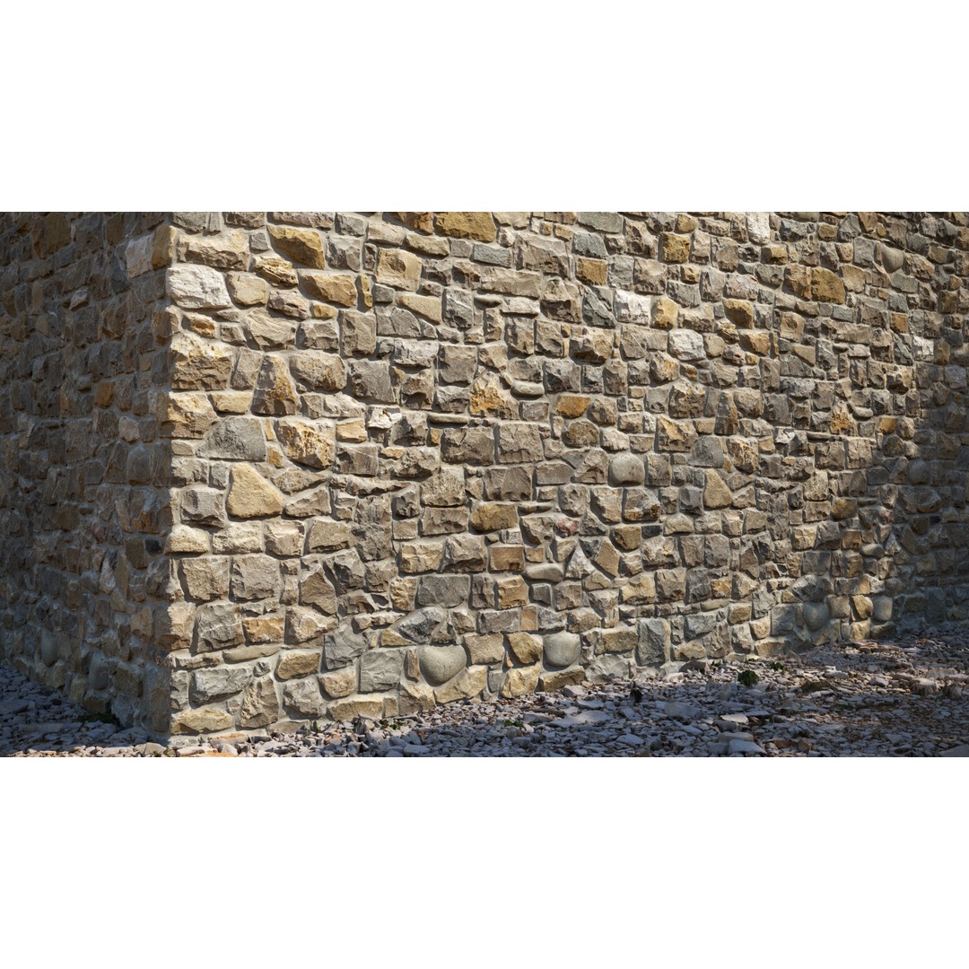 Italian Stone Wall Texture 3D Model – High Resolution PBR Albedo - View 3