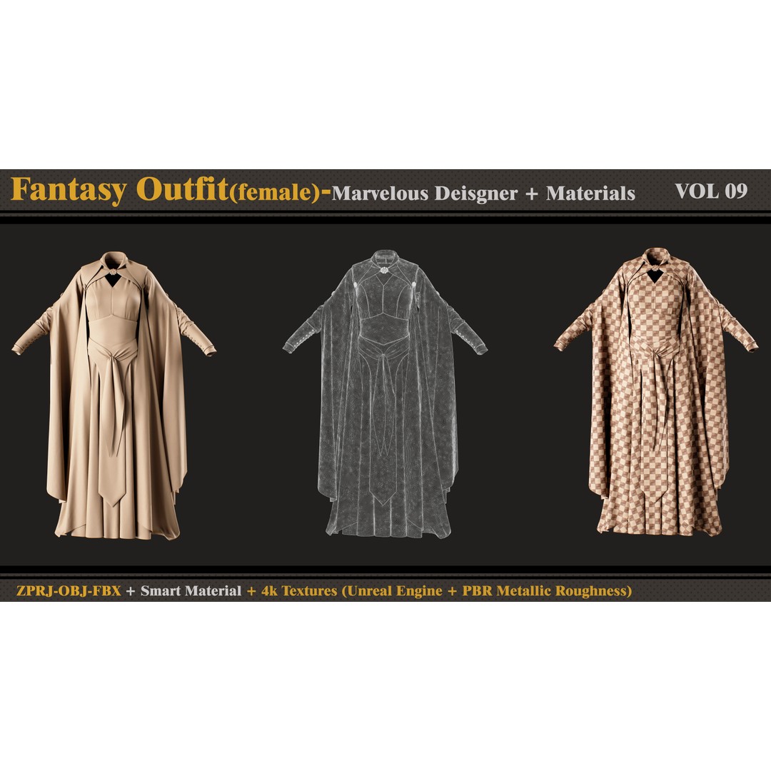 Fantasy Outfit 3D Model – High Poly Character Clothing, FBX & OBJ