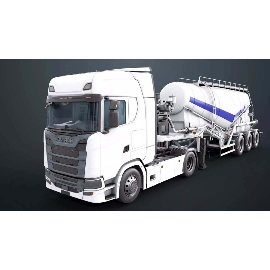 Cement Mixer Truck 3D Model – Low Poly Game-Ready Asset, PBR Textures - View 11