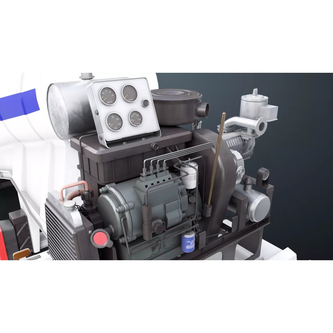 Cement Mixer Truck 3D Model – Low Poly Game-Ready Asset, PBR Textures - View 19