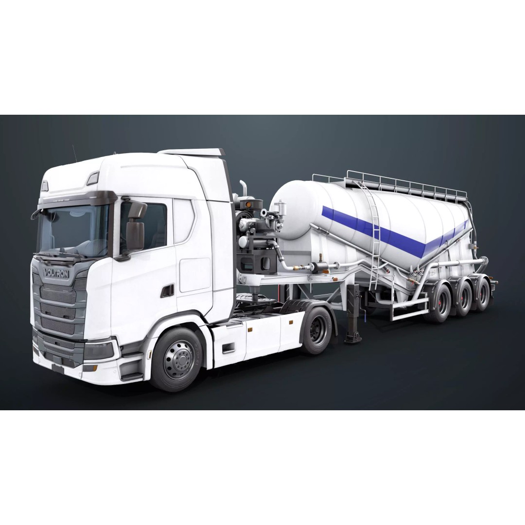 Cement Mixer Truck 3D Model – Low Poly Game-Ready Asset, PBR Textures - View 3