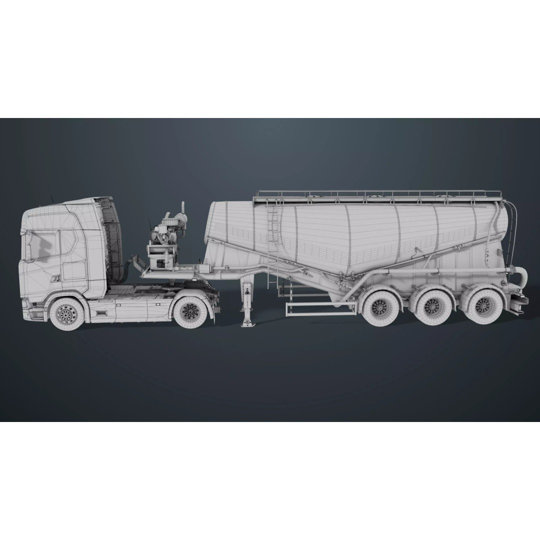 Cement Mixer Truck 3D Model – Low Poly Game-Ready Asset, PBR Textures - View 42