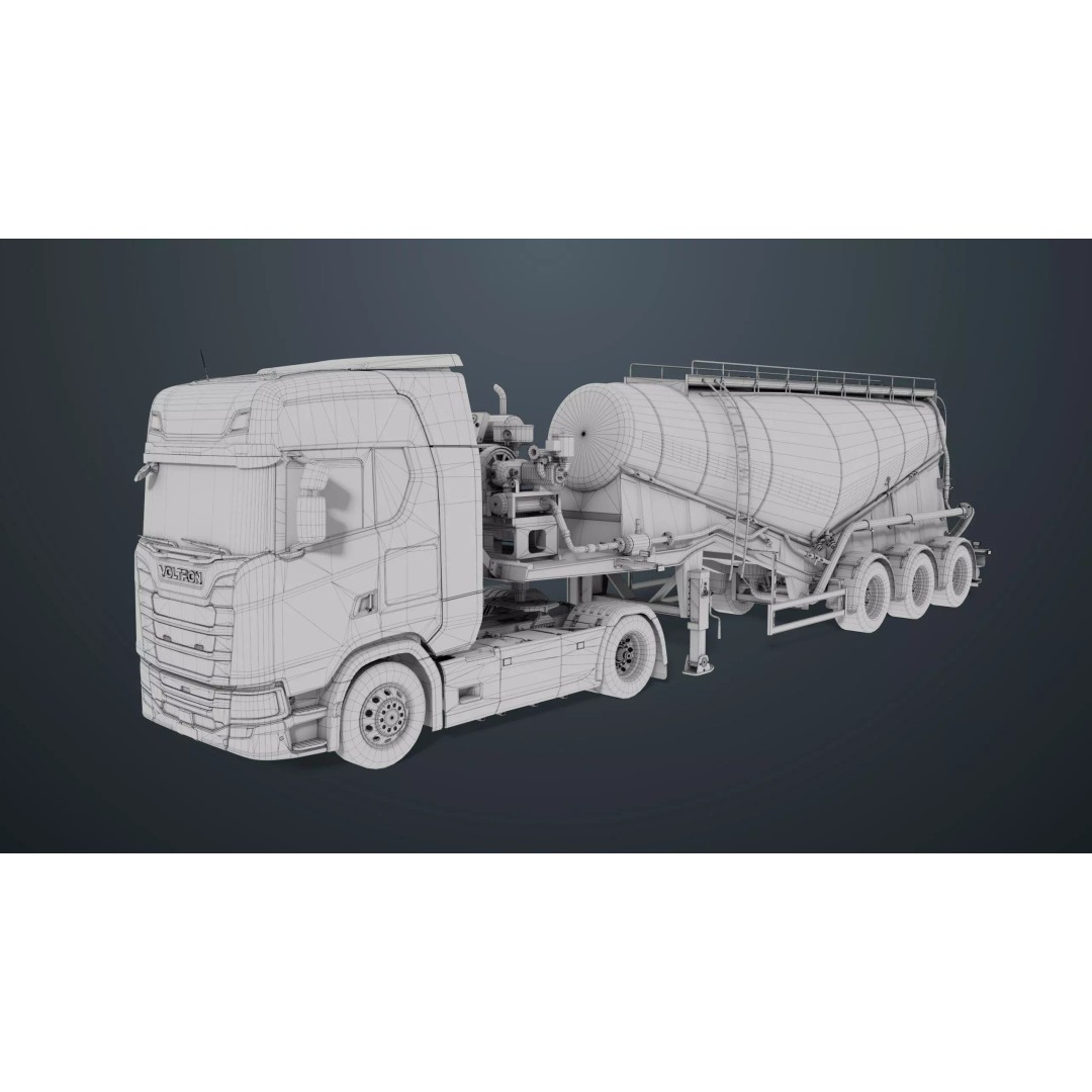 Cement Mixer Truck 3D Model – Low Poly Game-Ready Asset, PBR Textures - View 43