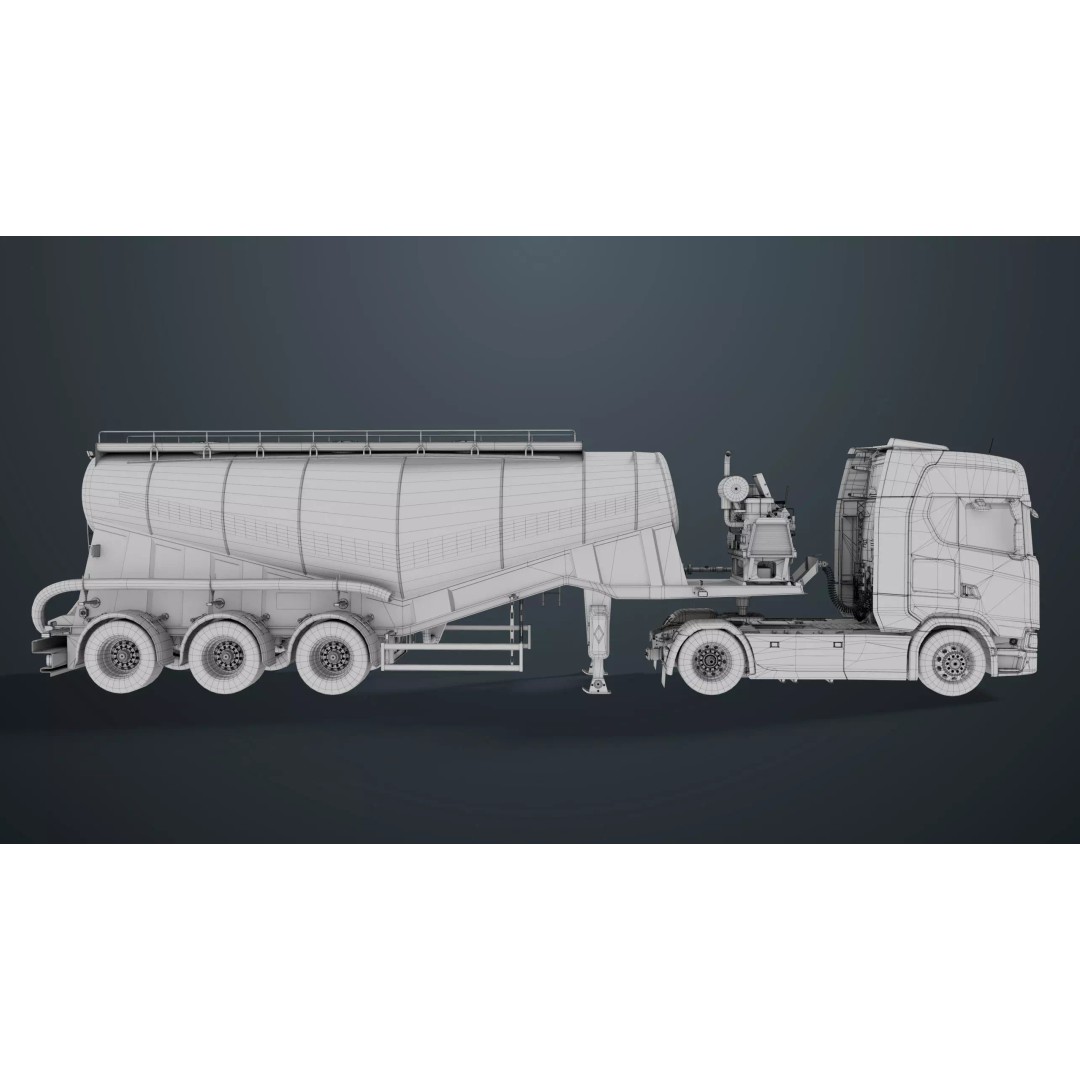 Cement Mixer Truck 3D Model – Low Poly Game-Ready Asset, PBR Textures - View 45