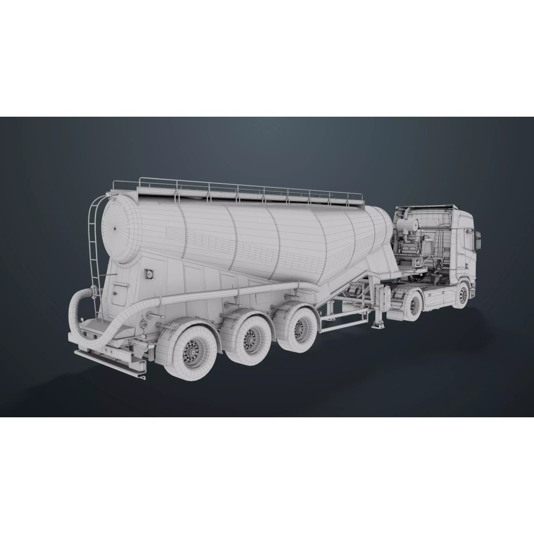 Cement Mixer Truck 3D Model – Low Poly Game-Ready Asset, PBR Textures - View 46