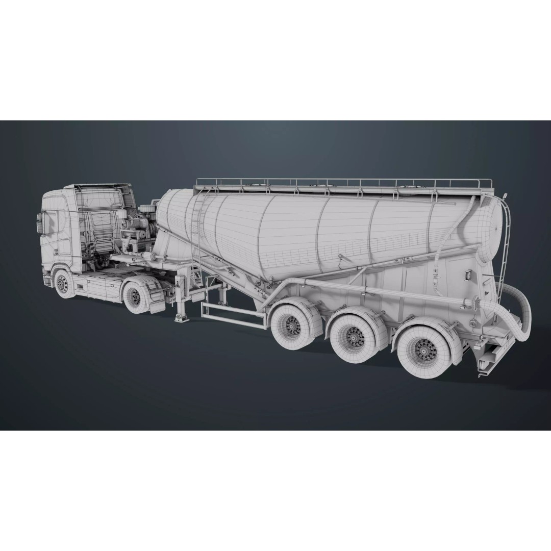 Cement Mixer Truck 3D Model – Low Poly Game-Ready Asset, PBR Textures - View 47