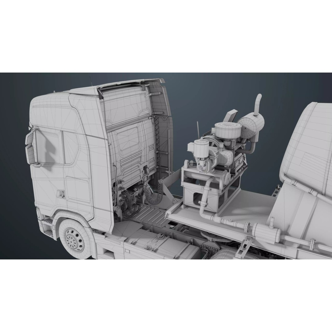 Cement Mixer Truck 3D Model – Low Poly Game-Ready Asset, PBR Textures - View 55