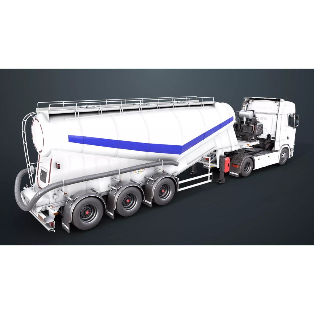 Cement Mixer Truck 3D Model – Low Poly Game-Ready Asset, PBR Textures - View 6