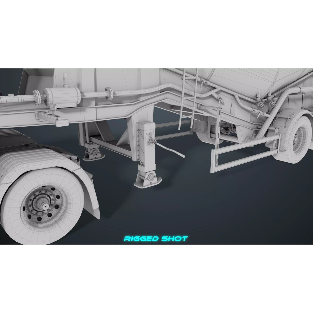 Cement Mixer Truck 3D Model – Low Poly Game-Ready Asset, PBR Textures - View 60