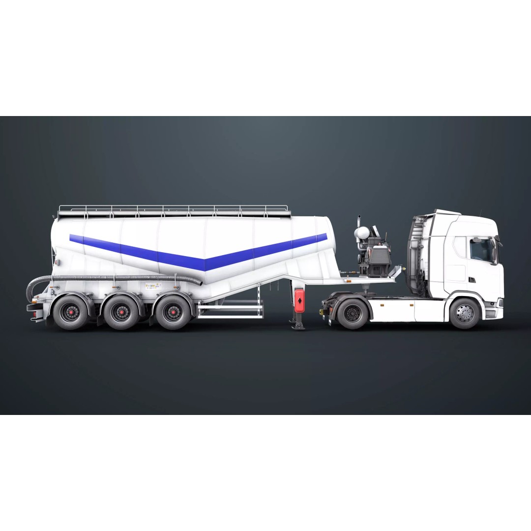 Cement Mixer Truck 3D Model – Low Poly Game-Ready Asset, PBR Textures - View 7