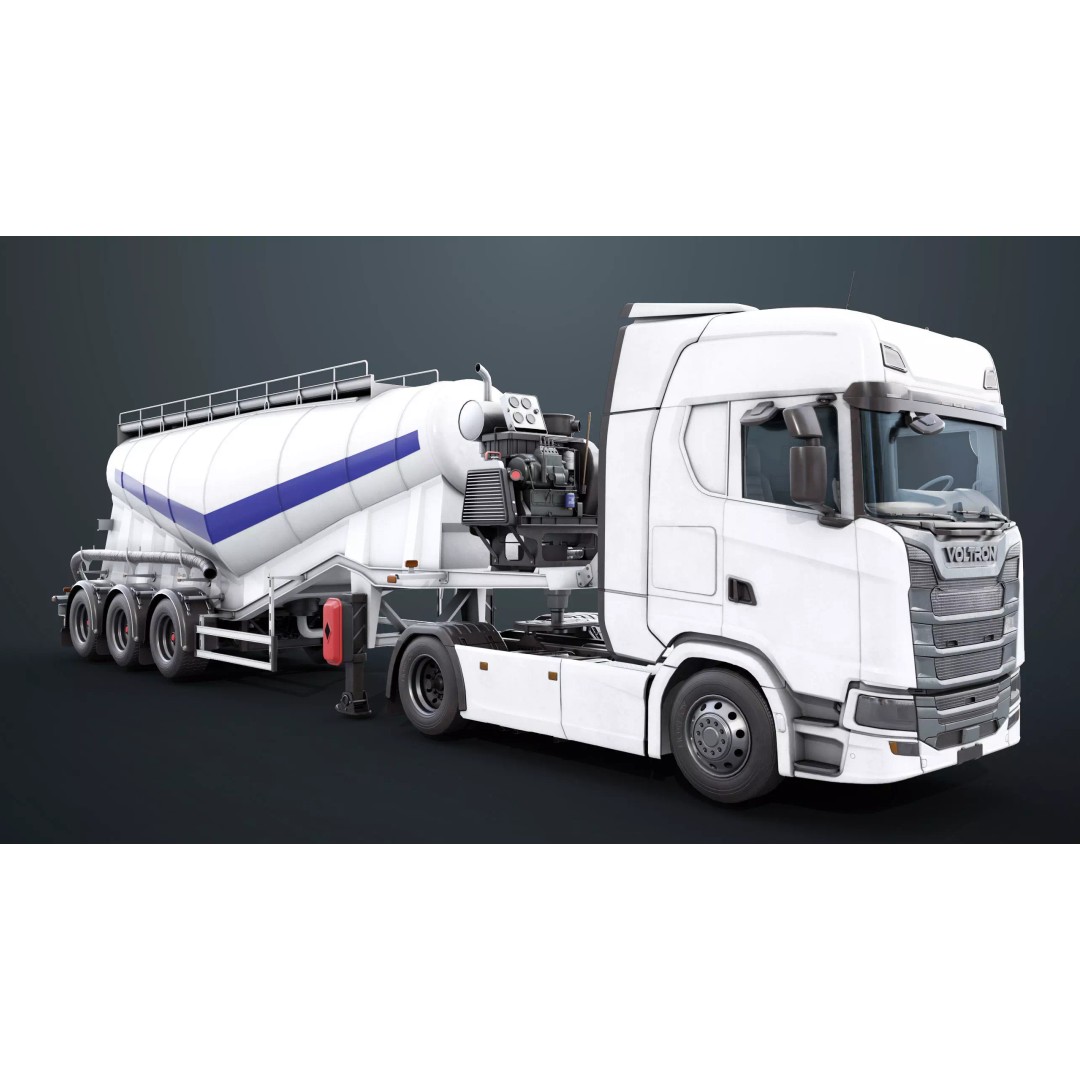 Cement Mixer Truck 3D Model – Low Poly Game-Ready Asset, PBR Textures - View 8