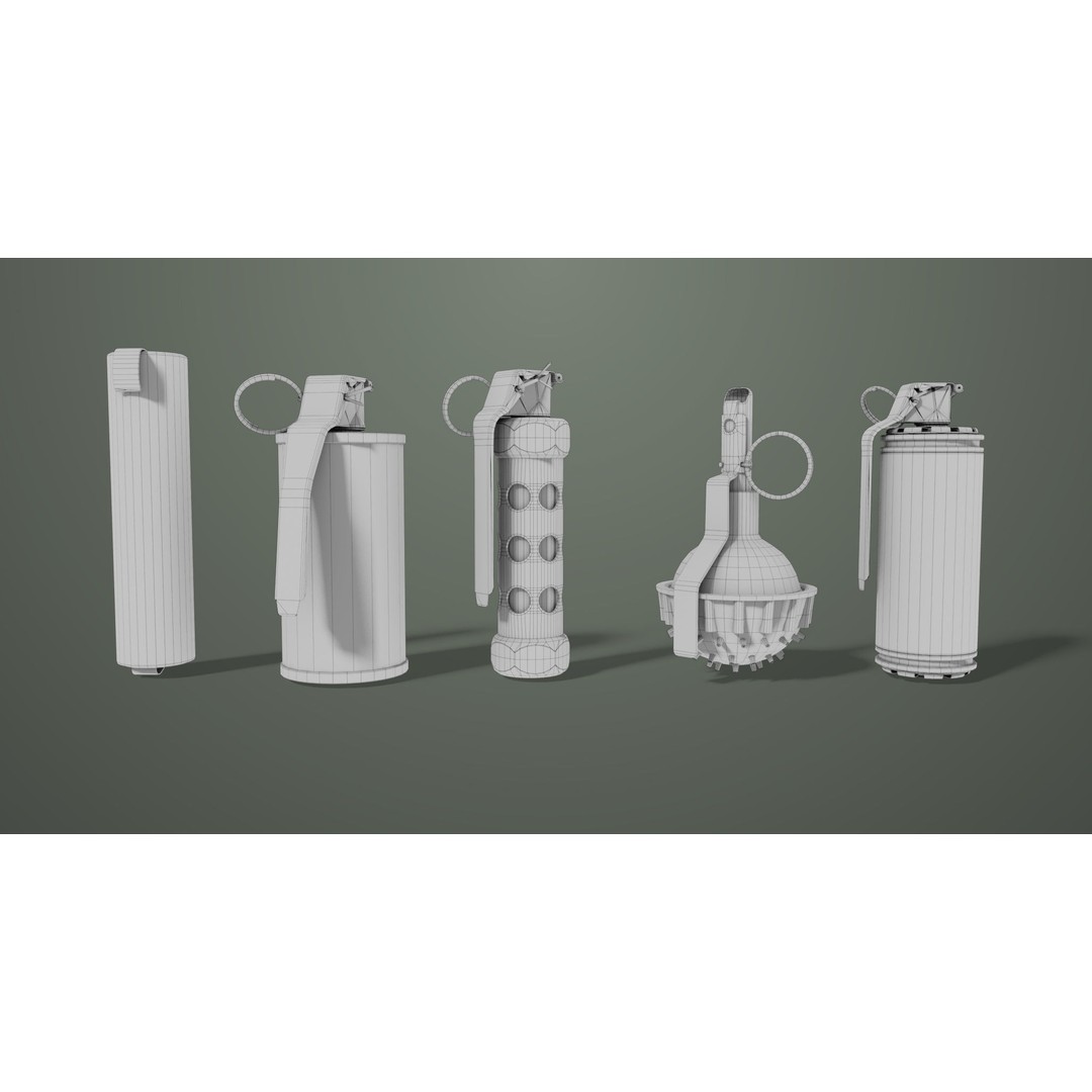 Smoke and Flash Grenades 3D Model – Low Poly PBR Game Asset, FBX - View 30