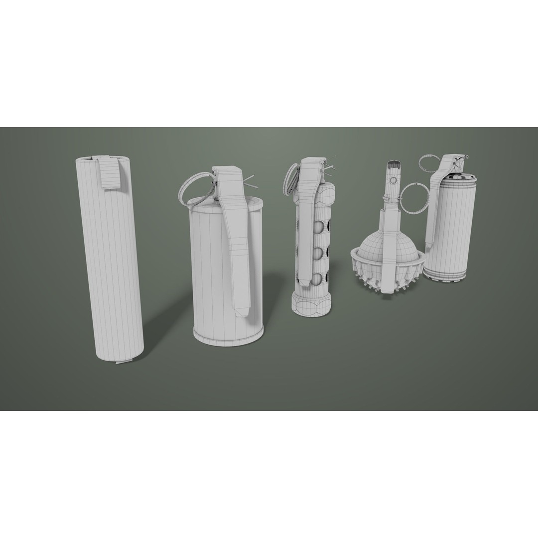 Smoke and Flash Grenades 3D Model – Low Poly PBR Game Asset, FBX - View 31