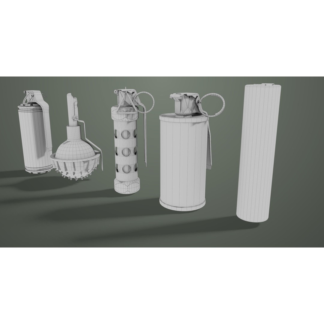Smoke and Flash Grenades 3D Model – Low Poly PBR Game Asset, FBX - View 32
