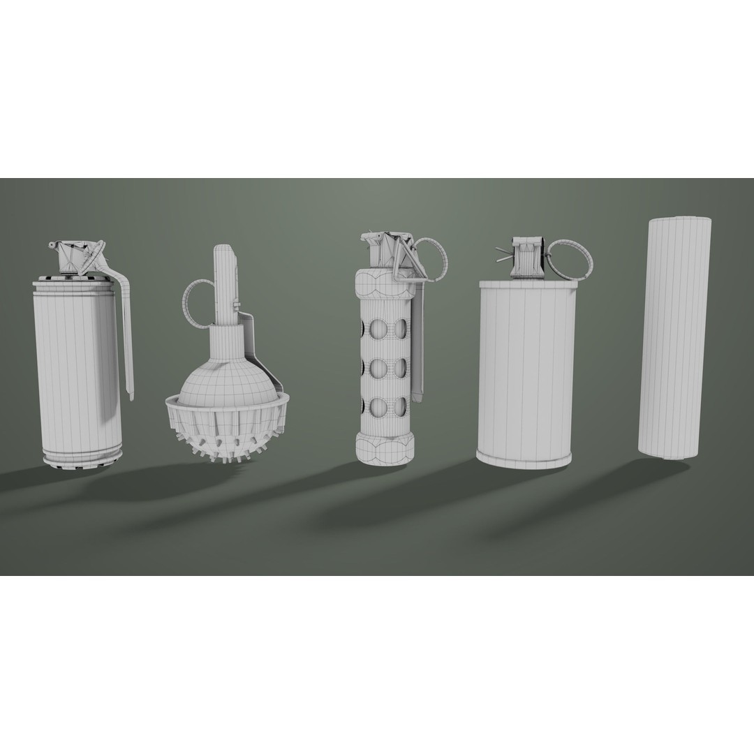 Smoke and Flash Grenades 3D Model – Low Poly PBR Game Asset, FBX - View 33