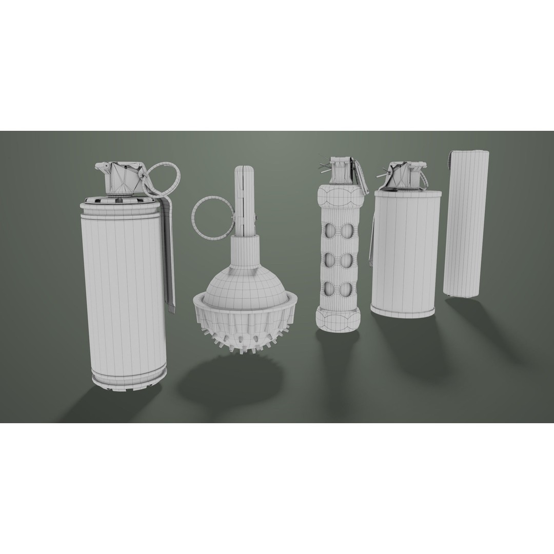 Smoke and Flash Grenades 3D Model – Low Poly PBR Game Asset, FBX - View 34