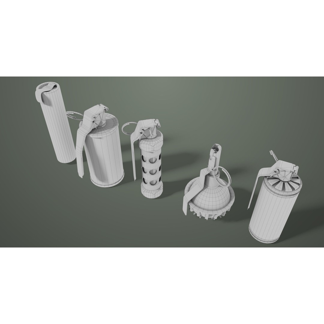 Smoke and Flash Grenades 3D Model – Low Poly PBR Game Asset, FBX - View 35