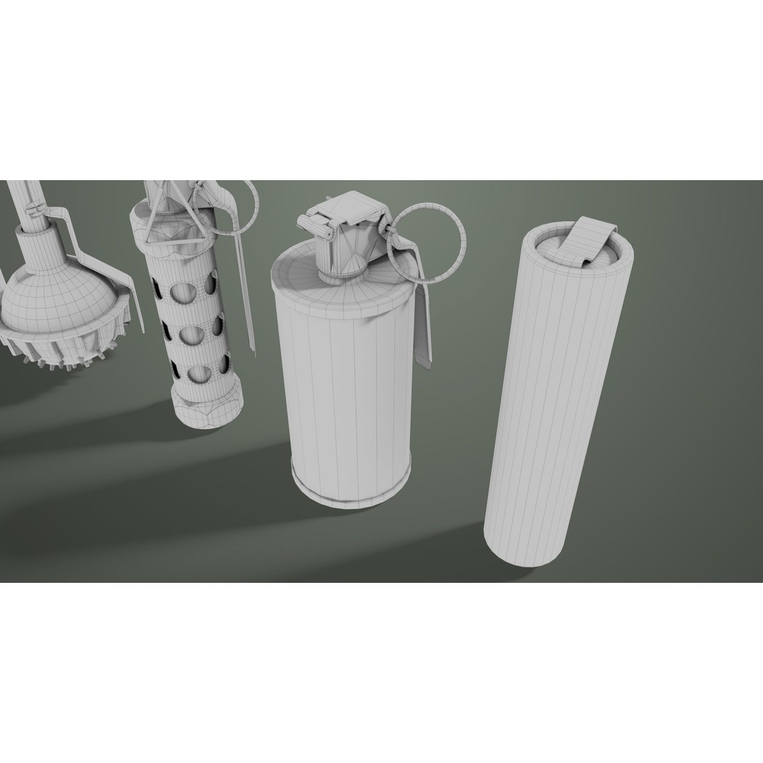 Smoke and Flash Grenades 3D Model – Low Poly PBR Game Asset, FBX - View 40