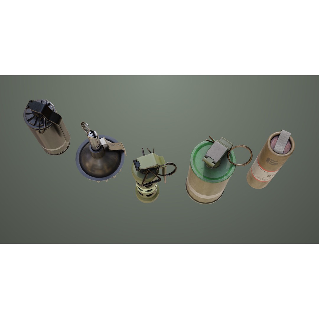 Smoke and Flash Grenades 3D Model – Low Poly PBR Game Asset, FBX - View 9