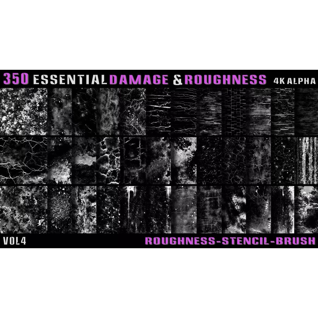 Surface Damage & Wood Alpha Textures 3D Model – 896 High-Quality Alphas - View 11