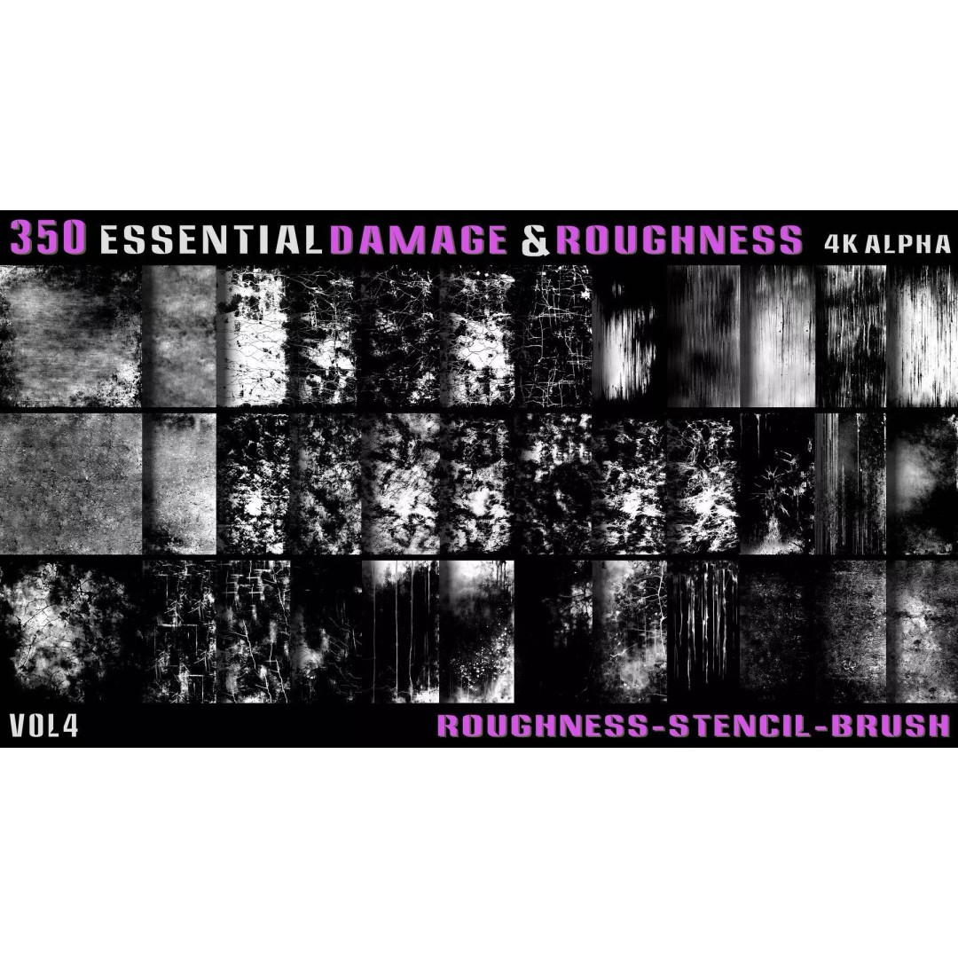 Surface Damage & Wood Alpha Textures 3D Model – 896 High-Quality Alphas - View 12