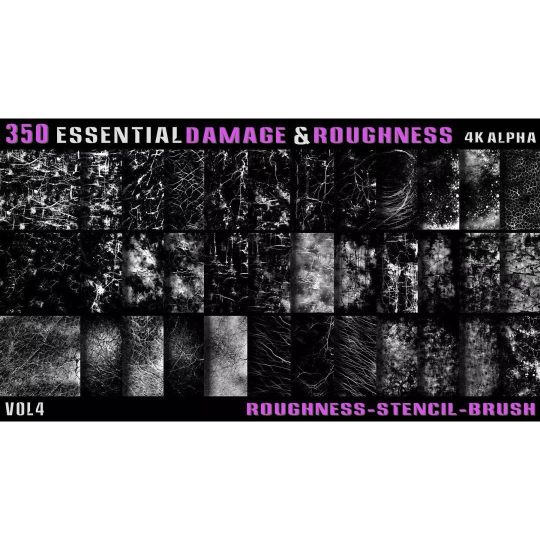 Surface Damage & Wood Alpha Textures 3D Model – 896 High-Quality Alphas - View 14