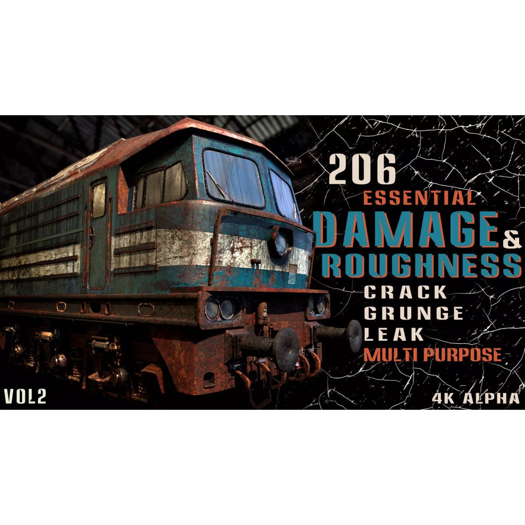 Surface Damage & Wood Alpha Textures 3D Model – 896 High-Quality Alphas - View 19