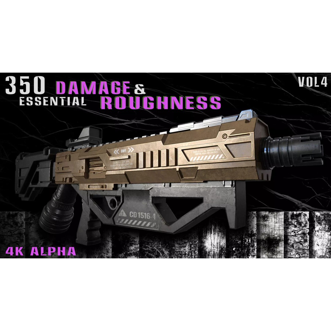 Surface Damage & Wood Alpha Textures 3D Model – 896 High-Quality Alphas - View 21