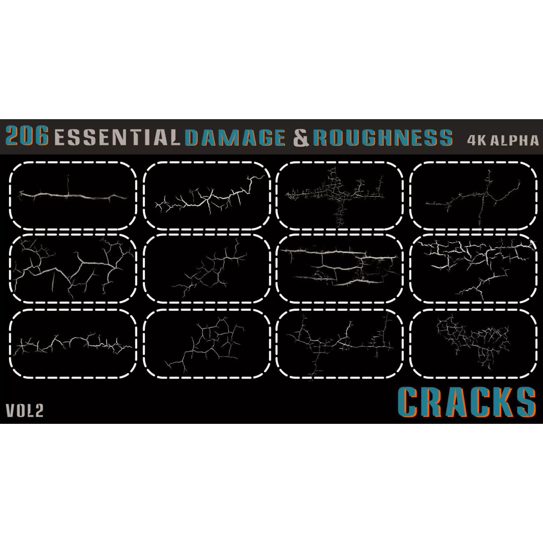 Surface Damage & Wood Alpha Textures 3D Model – 896 High-Quality Alphas - View 23