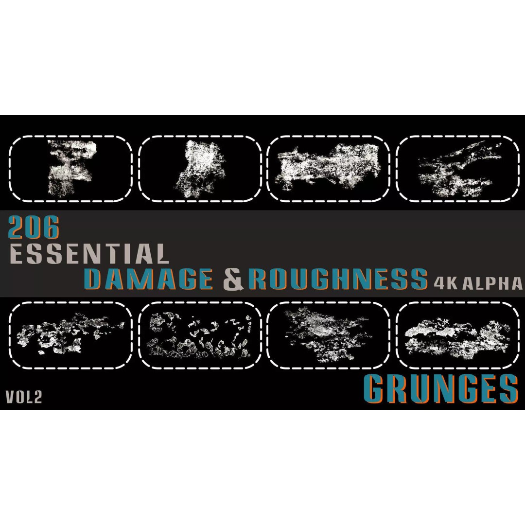 Surface Damage & Wood Alpha Textures 3D Model – 896 High-Quality Alphas - View 24