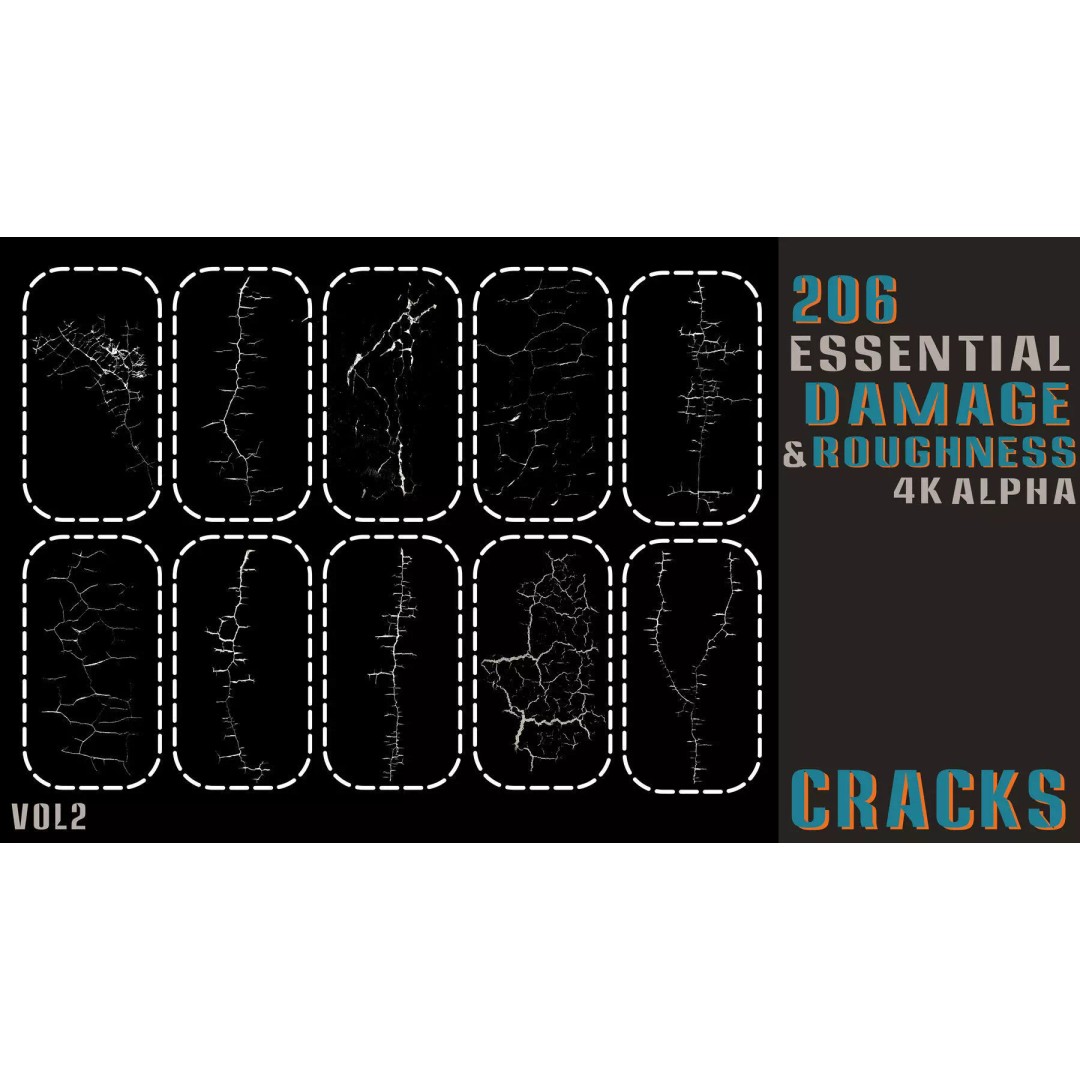 Surface Damage & Wood Alpha Textures 3D Model – 896 High-Quality Alphas - View 25