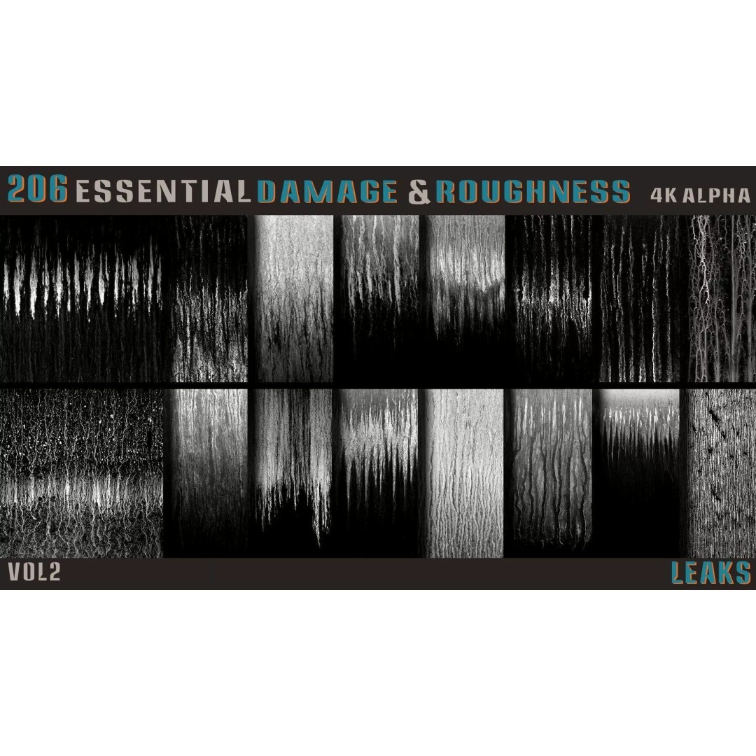 Surface Damage & Wood Alpha Textures 3D Model – 896 High-Quality Alphas - View 4