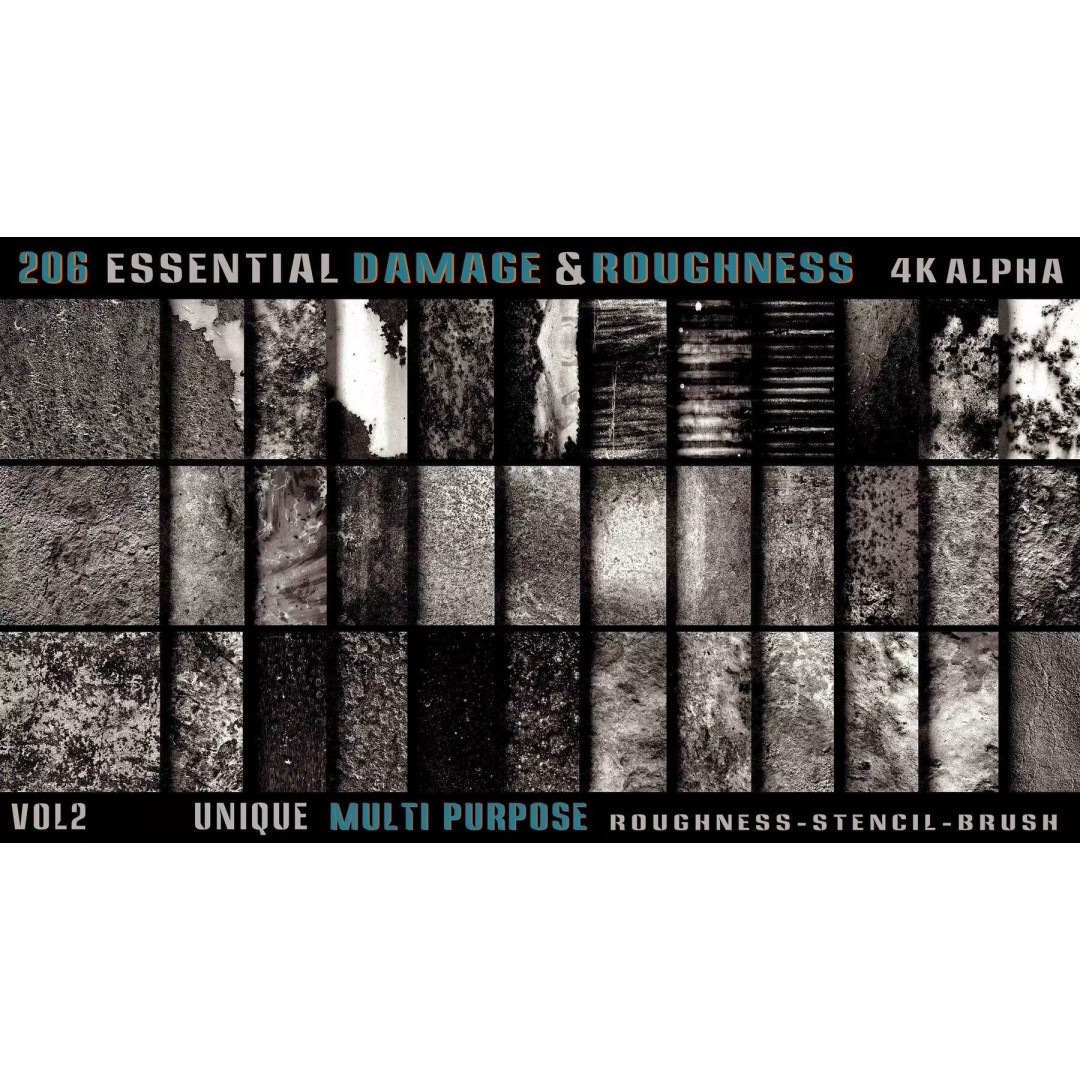 Surface Damage & Wood Alpha Textures 3D Model – 896 High-Quality Alphas - View 5