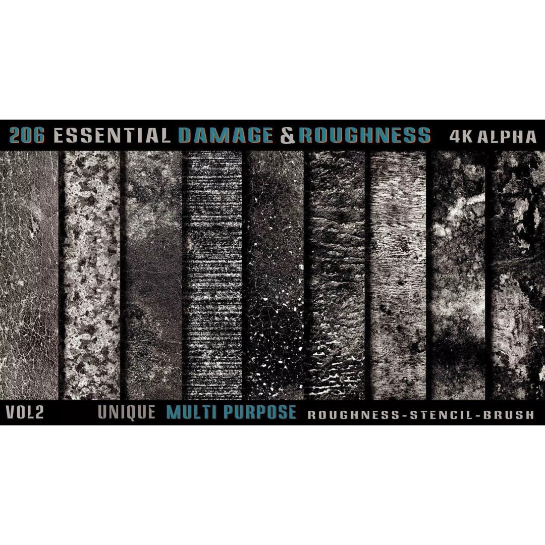 Surface Damage & Wood Alpha Textures 3D Model – 896 High-Quality Alphas - View 6