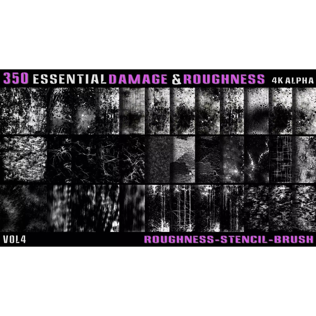 Surface Damage & Wood Alpha Textures 3D Model – 896 High-Quality Alphas - View 9