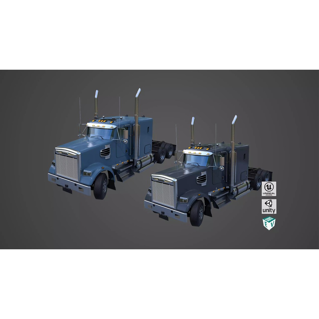 Heavy Truck Chassis 3D Model – Low Poly PBR Rigged Asset, FBX - View 2