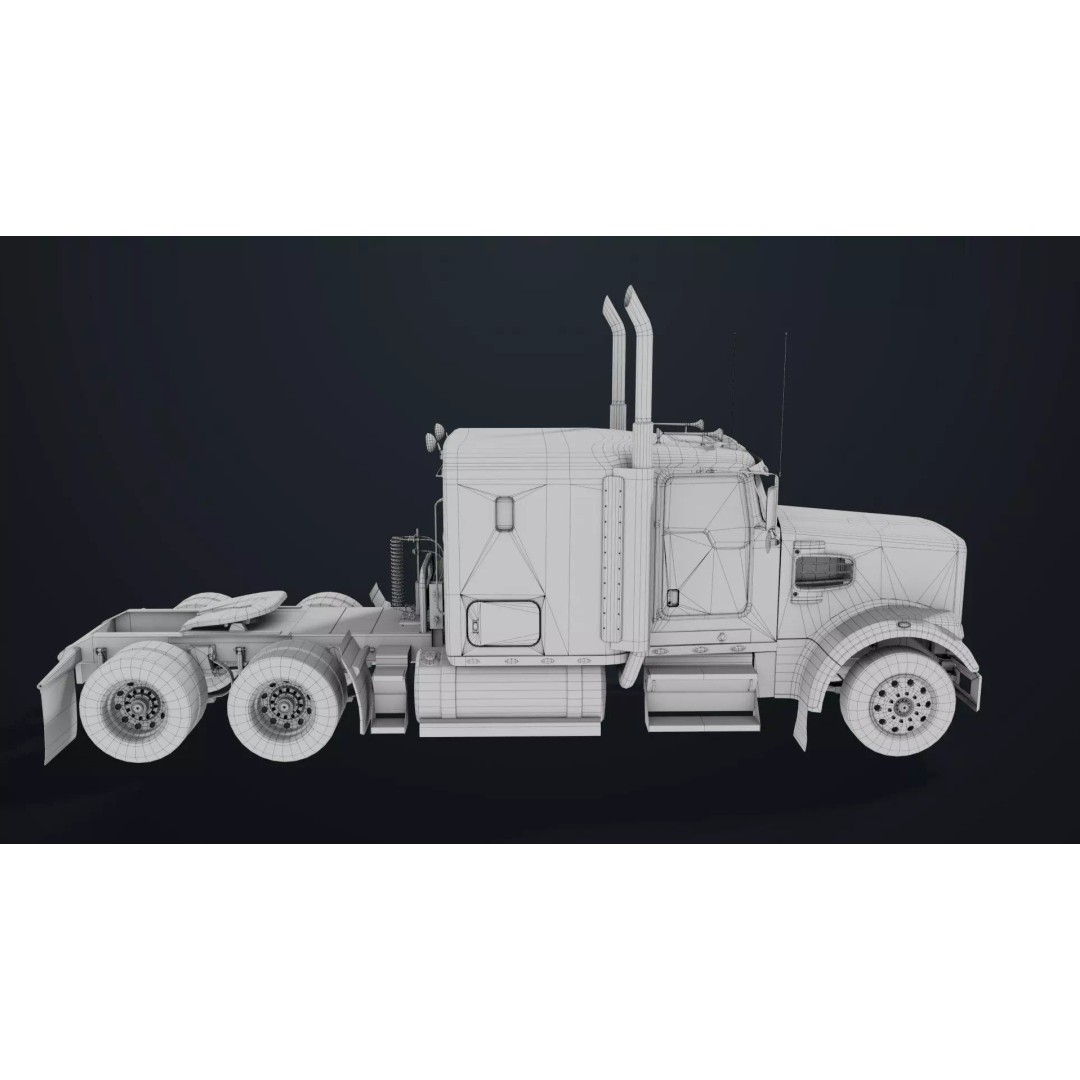 Heavy Truck Chassis 3D Model – Low Poly PBR Rigged Asset, FBX - View 45