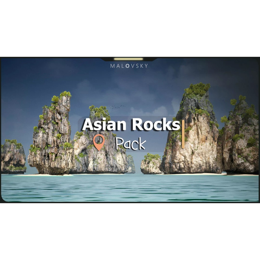 Asian Rocks 3D Model – Low Poly Nature Asset with PBR Textures - View 2