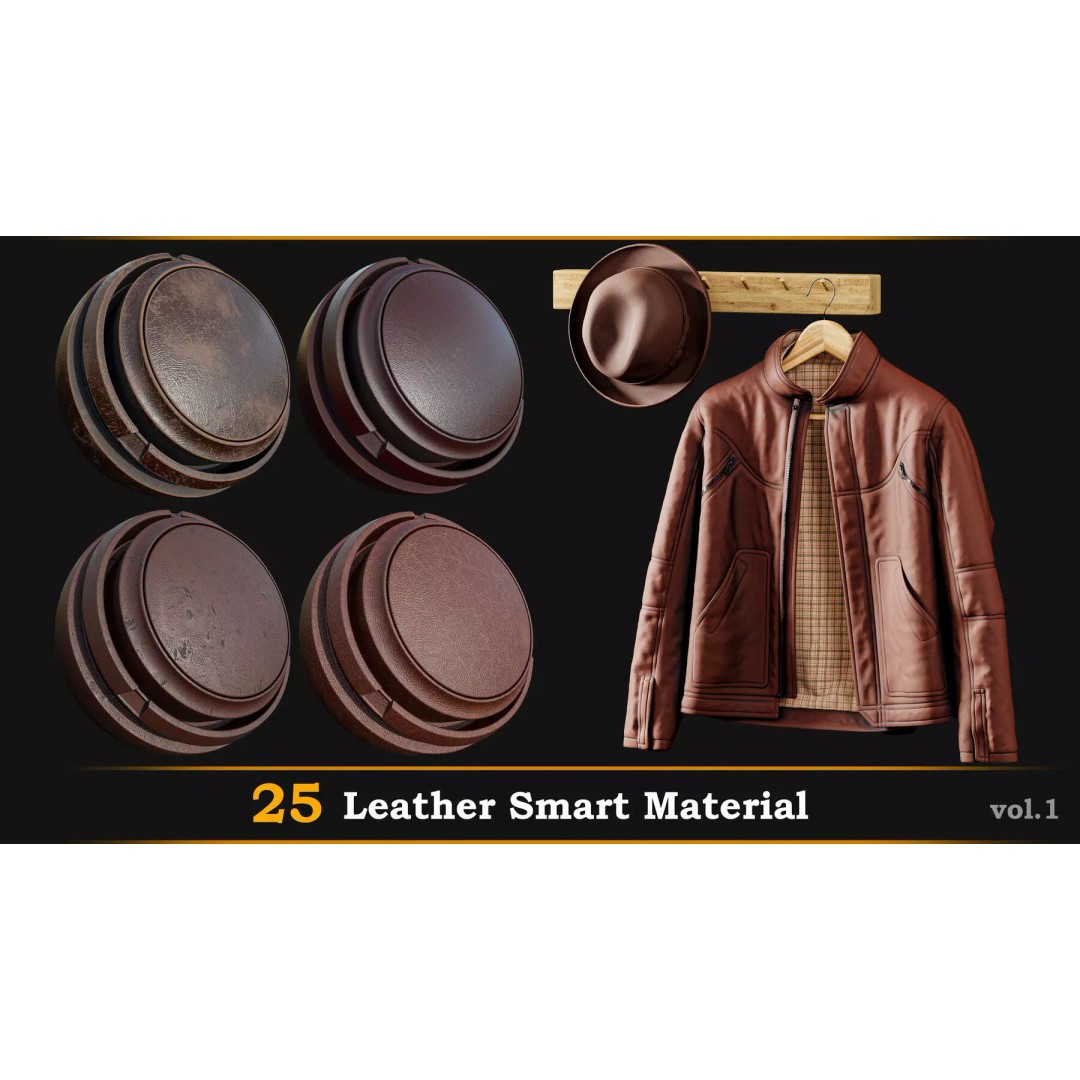 Leather Smart Material 3D Model – 25 High-Quality Textures for Substance Painter - View 2